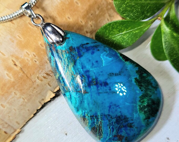 Shattuckite Pendant, Shattuckite Sterling Silver Pendant, Premium Shattuckite Pendant, Statement Pendant, Gift for Her DR17