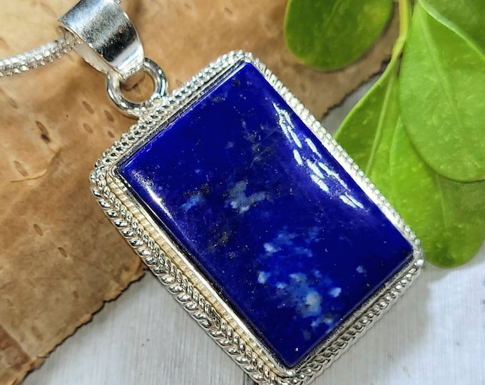 Lapis Lazuli Pendant, Lapis Lazuli Sterling Silver Pendant, Handmade Lapis Pendant, Gift for Her, Statement Lapis Lazuli Pendant, FH39