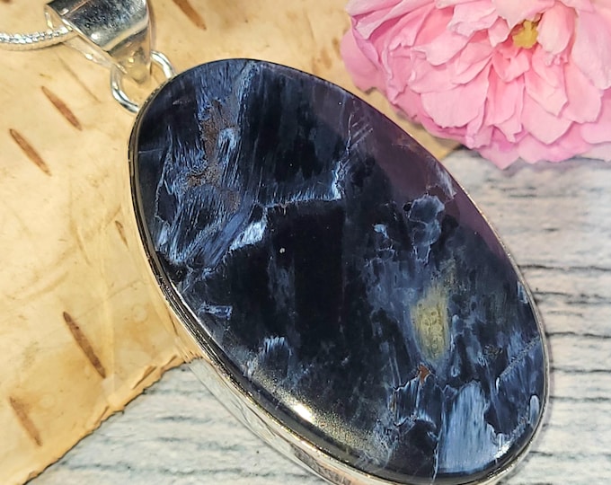 Handmade Pietersite Sterling Silver Pendant: Statement Jewelry JV09