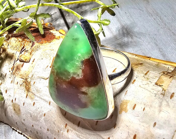 Aquaprase Ring, Aqua Chalcedony Sterling Silver Ring, Aquaprase Sterling Silver Ring, Handmade Ring Size 7, Gift for Her, GK