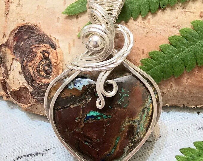 Zarinite Sterling Silver Pendant, Heart Zarinite Pendant, Statement Pendant, Gift for Her, Zarinite Handmade Pendant, FS11