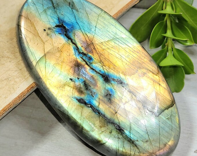 Natural Premium Labradorite Oval Cabochon 170ct 70mm x 36mm Wire Wrapping, Weaving, Pendant, Collector LC11