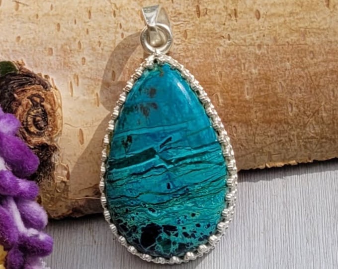 Natural Handcrafted Top Choice Shattuckite .925 Sterling Silver Pendant 10 Grams measures 1 3/4" x 3/4 CV40