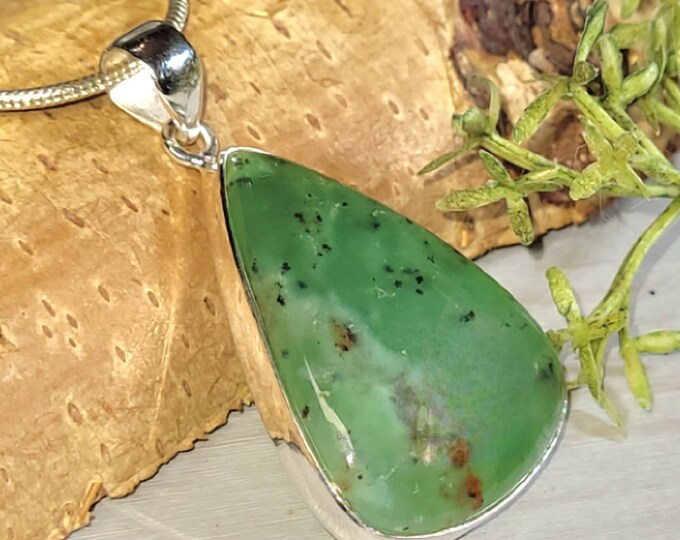 Aquaprase Pendant, Aqua Chalcedony Sterling Silver Pendant, Aquaprase Sterling Silver Pendant. Handmade Pendant, Gift for Her, GR06