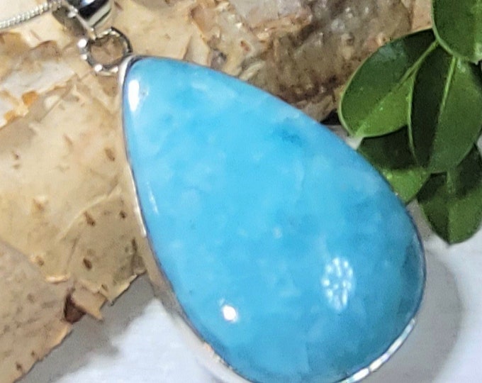 Natural High Grade Hemimorphite .925 Sterling Silver Pendant 14 grams 2" x 1" AF36 Rare Hard to Come By Quality