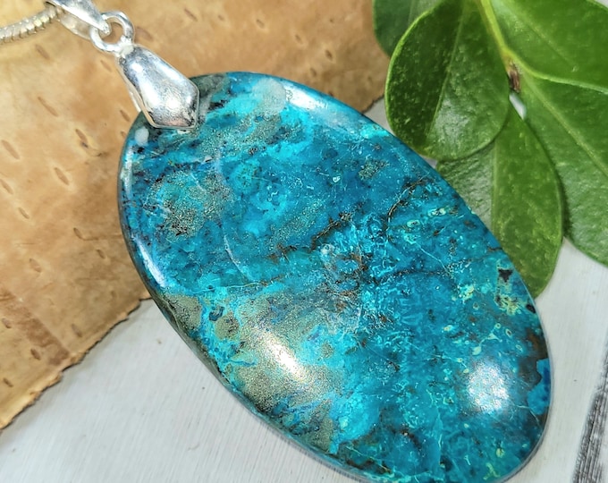 Shattuckite Pendant, Shattuckite Sterling Silver Pendant, Handmade Pendant, Statement Pendant, Gift for Her, FW09