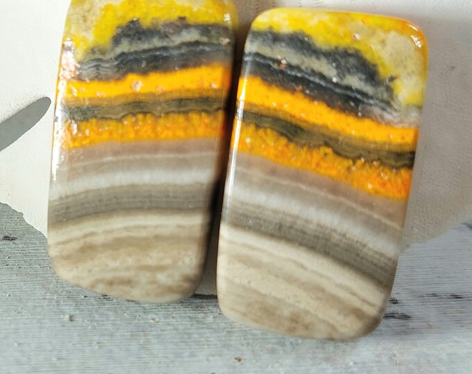 Bumblebee Jasper Set, Eclipse Jasper Cabochon, Landscape Pair Jasper Cabochon, Wire Wrapping, Weaving, Use for Pendant, GB27