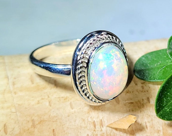 Ethiopian Opal Ring, Ethiopian Opal Sterling Silver Ring, Multi Color Opal Ring, Statement Ring, Handmade Ring, Gift for Her, DS Size 5.5