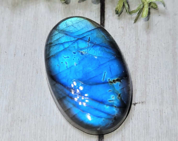 Labradorite Cabochon, Labradorite Oval Cabochon, 43ct, Blue Labradorite Cabochon, Wire Wrapping, Weaving, Pendant, Gift for Her, HK06