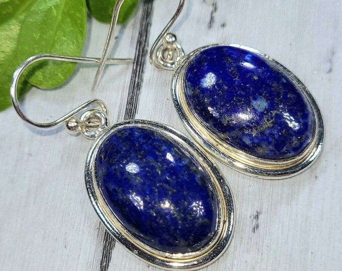 Lapis Lazuli Earrings, Lapis Lazuli Sterling Silver Earrings, Handmade Lapis Silver Earrings. Statement Earrings, Gift for Her, FJ40