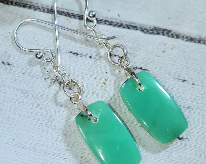 Natural Premium Chrysoprase Handmade .925 Sterling Silver Earrings , Dangle Earrings, Sterling silver earrings, Boho Earrings, FW25