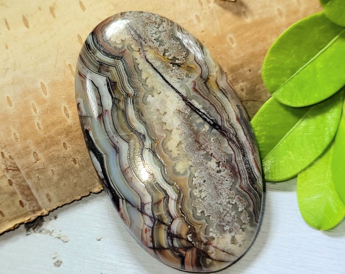 Crazy Lace Agate Cabochon, Multi Color Oval Crazy Lace Agate Cabochon, Agate 50Ct 43mm x 25mm, Wire Wrapping, Pendant, Weaving, DU28