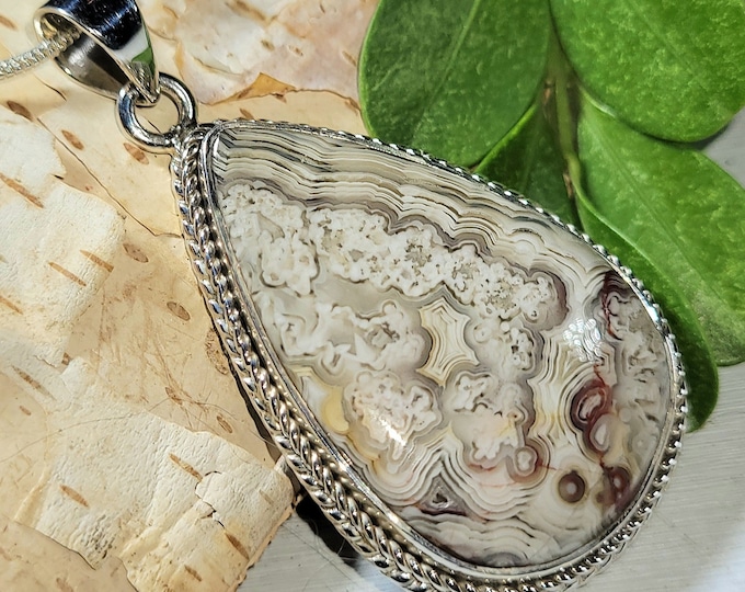 Natural AA Crazy Lace Agate Handmade .925 Sterling Silver Pendant 1 7/8" x 1" 10 Grams EW09