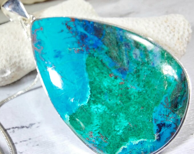 Natural High Quality Shattuckite .925 Sterling Silver Pendant Shattuckite in Sterling Pendant GL23