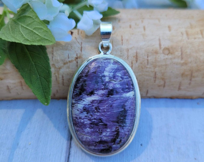 Natural Rare AAA High Grade Kammererite Oval .925 Sterling Silver Pendant 1 7/8" x 1" 12 Grams CZ04