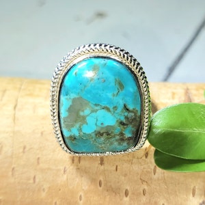 Turquoise Ring, Kingman Turquoise Ring, Turquoise Sterling Silver Size 6.25, Gift for Her, Boho Ring, Statement Ring, Handmade Ring, FU16