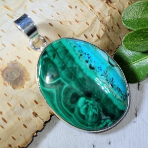 Chrysocolla Malachite Pendant, Chrysocolla Malachite Sterling Silver Pendant, Handmade Pendant, Statement Pendant, Gift for Her, DN05