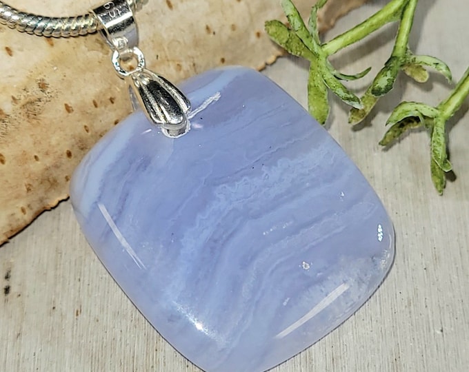 Blue Lace Agate Pendant, Blue Lace Agate Sterling Silver Pendant, Statement Pendant, Handmade Pendant, Gift for Her, HD26