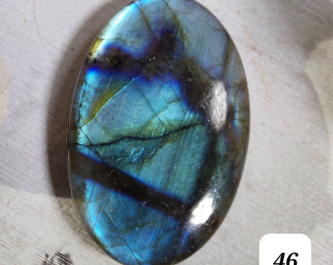 Natural Premium Grade Blue Flash Labradorite Oval Cabochons 65ct, Wire Wrapping, Weaving, Use for Pendant, Collector, GC46, Handmade Cab