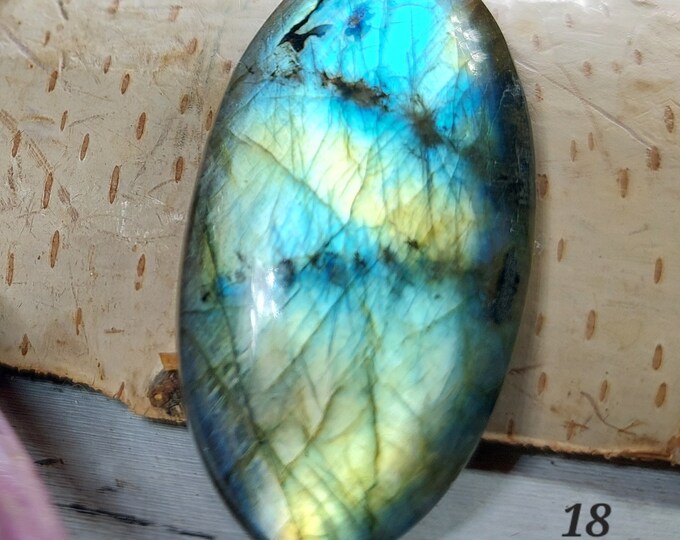 Blue Flash Labradorite Cabochon: Oval Gemstone for Wire Wrapping