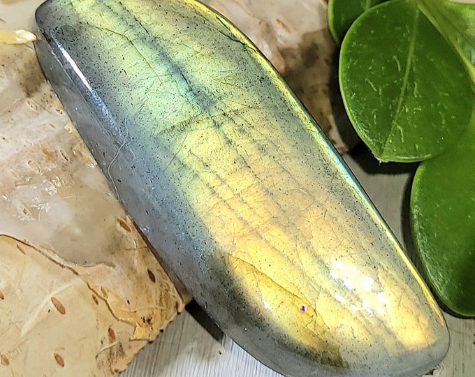 Natural Bright Multi-Flash Labradorite Freeform Cabochon 65ct 13 Grams 45mm x 18mm Wire Wrapping, Weaving or Pendant, Collector LE08