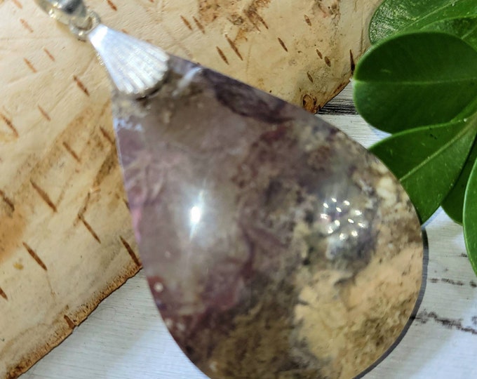 Moss Agate Pendant, Handmade Moss Agate Cabochon Sterling Silver Pendant, Solid Sterling Silver Bail, Gift for Her, Statement Pendant, DN31
