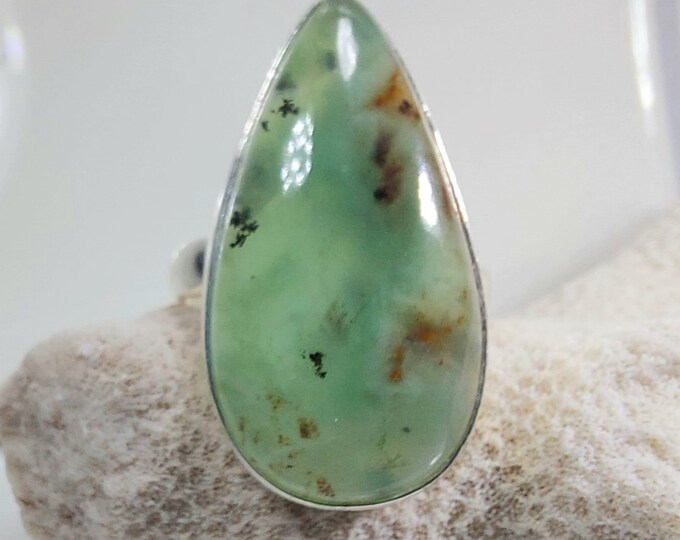 Aquaprase Ring, Aqua Chalcedony Sterling Silver Ring, Aquaprase Sterling Silver Ring, Handmade Ring Size 7, Gift for Her, GV