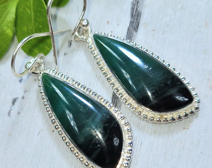 Blue Opal Earrings, Petrified Wood Earrings, .925 Sterling Silver Blue Opalized Petrified Earrings, Sterling Silver Blue Opal Earrings FH43