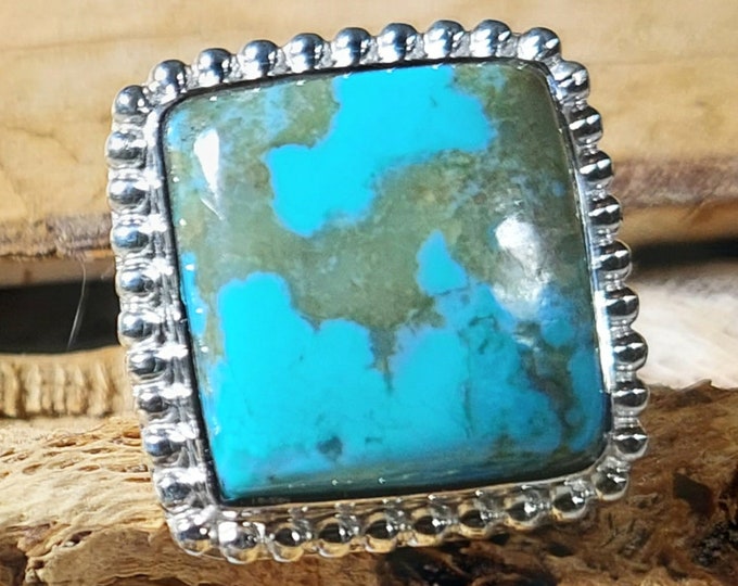 Turquoise Ring, Kingman Arizona Turquoise Ring, Turquoise Sterling Silver Size 6 1/2, Gift for Her, Boho Ring, Statement Ring, Handmade Ring