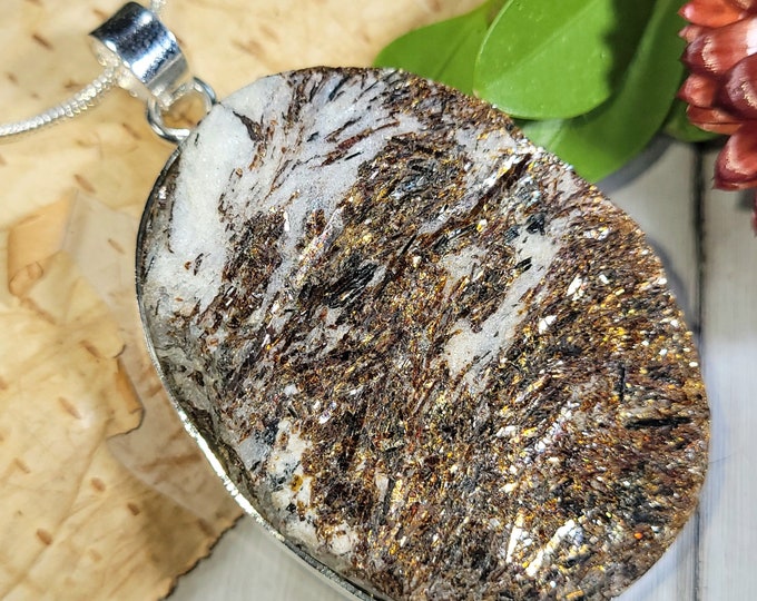 Natural High AAA Grade Astrophyllite Druzy .925 Sterling Silver Pendant 21 Grams 1 7/8" x 1 3/8" EJ04