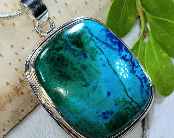 Shattuckite Pendant, Shattuckite Sterling Silver Pendant, Handmade Shattuckite Pendant, Statement Pendant, AAA Grade Shattuckite, FH25, Gift