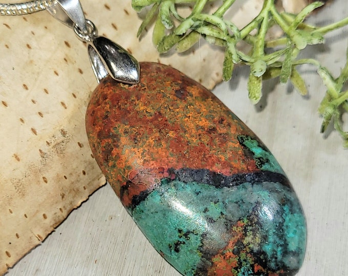 Sonora Jasper Pendant, Sonora Jasper Oval Sterling Silver Pendant, Statement Jasper Pendant, Gift for Her, Handmade Jasper Pendant, HJ35