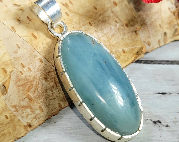 Aquamarine Pendant, Natural Aquamarine Sterling Silver Pendant, Handmade Pendant, Statement Pendant, Boho Pendant, Gift for Her DA02