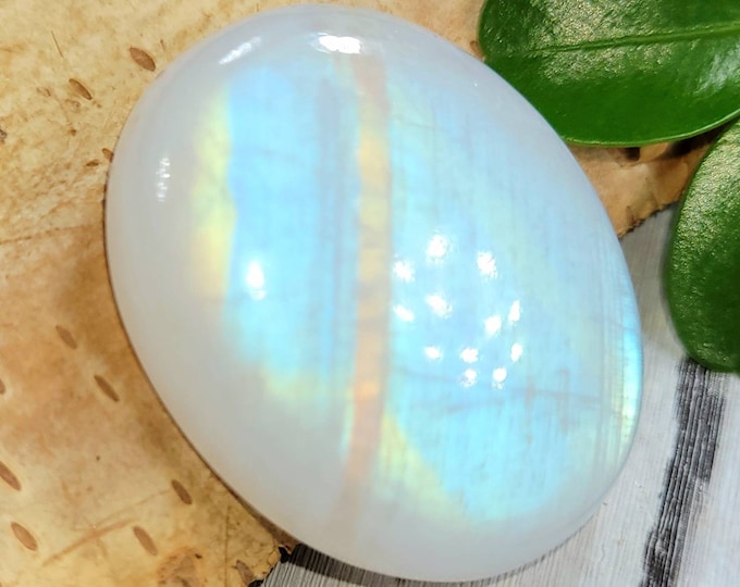 Rainbow Moonstone Cabochon, Moonstone Oval Cabochon, Moonstone Cabochon, Wire Wrapping, Weaving, Pendant, Collector DM25 AAA Grade