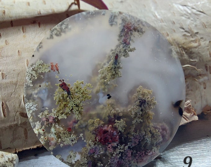 Moss Agate Cabochon, Scenic Moss Agate cabochon, Moss Agate Cabs, Moss Agate Scenic Cabochons, Green and Red Moss Agate Cabochons GA09