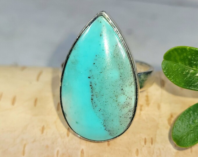Blue Opalized Ring, Opalized Petrified Ring Size 7.25, Statement Ring, Boho Ring, Blue Opal Ring, Opalized Petrified Wood Ring,Opalized Ring