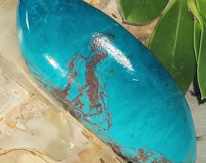 Natural High Grade Chrysocolla Freeform Cabochon 35ct 42mm x 16mm Wire Wrapping, Weaving, Pendant ET36