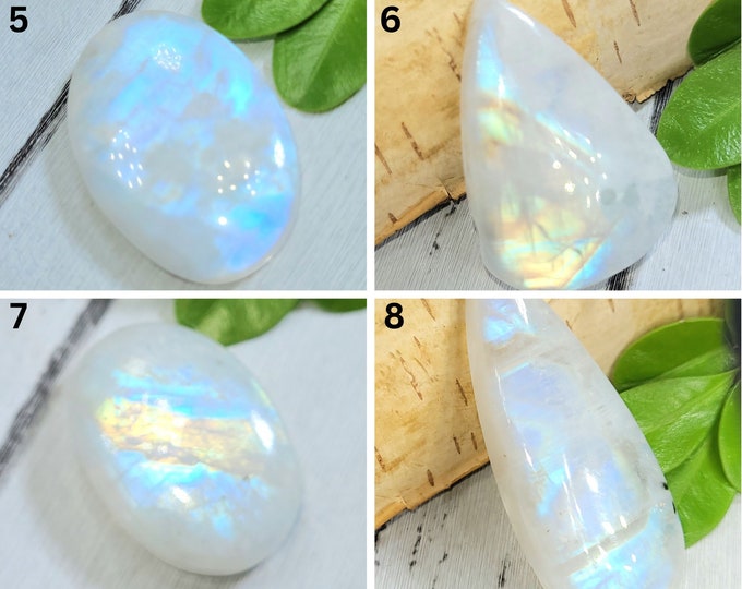 Moonstone Cabochons, Rainbow Moonstone, Blue Flash Moonstone Cabochons, Cabochons for Wire Wrapping, Moonstone Cabs B-5-8.