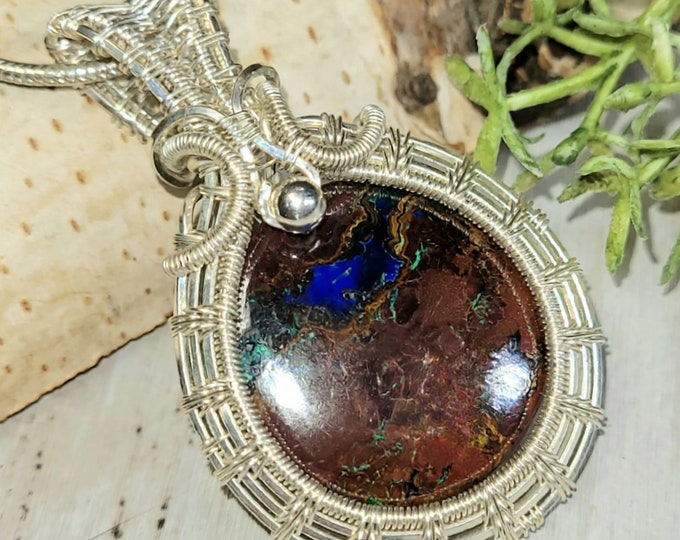 Zarinite Sterling Silver Pendant, Round Zarinite Silver Pendant, Statement Pendant, Gift for Her, Zarinite Handmade Pendant, HC36