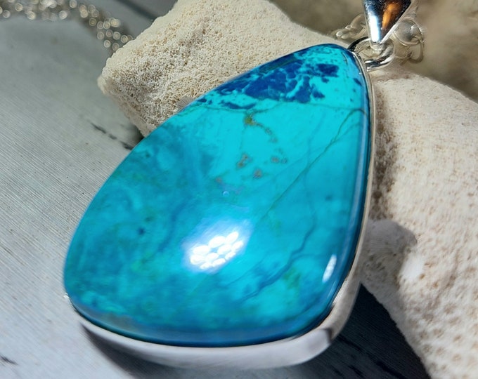 Natural High Quality Shattuckite .925 Sterling Silver Pendant Shattuckite in Sterling Pendant GL19