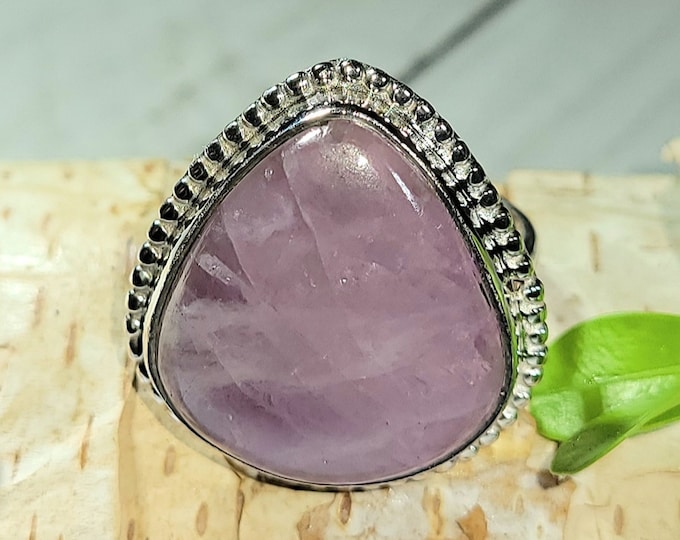 Natural Pinkish Purple Quality Kunzite Pear .925 Sterling Silver Ring Size 6.5 Weighs 9 Grams Face Measures 7/8" x 7/8" AJ02
