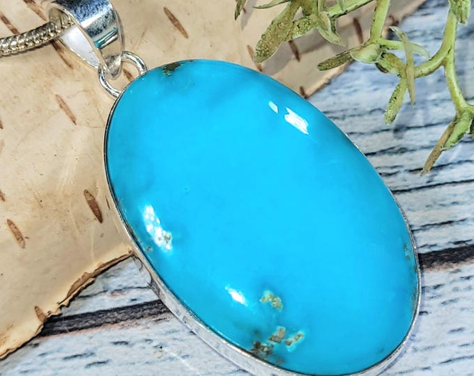 Arizona Turquoise Sterling Silver Pendant: Handmade Boho Jewelry