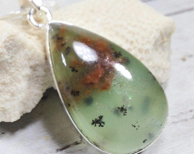Aquaprase Pendant, Aqua Chalcedony Sterling Silver Pendant, Aquaprase Sterling Silver Pendant. Handmade Pendant, Gift for Her, GV17