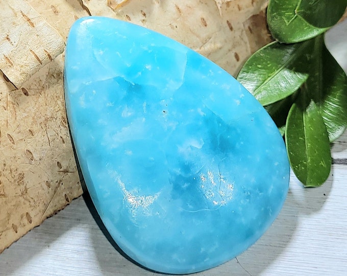 Natural Best Grade Hemimorphite Pear Cabochon 55ct 11 Grams 40mm x 28mm Wire Wrapping, Weaving or Pendant, Collector AE36