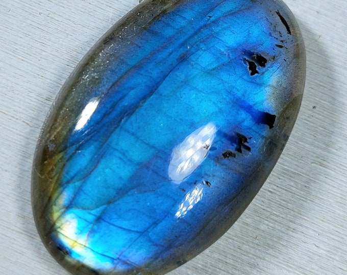 Blue Flash Labradorite Cabochon: Oval Gemstone for Wire Wrapping
