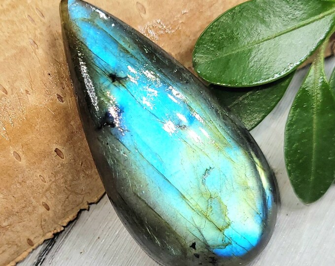 Labradorite Cabochon, 37.50ct Labradorite Pear Cabochon, Multi Flash Labradorite Cabochon, Wire Wrapping, Weaving, Pendant, Collector FN07