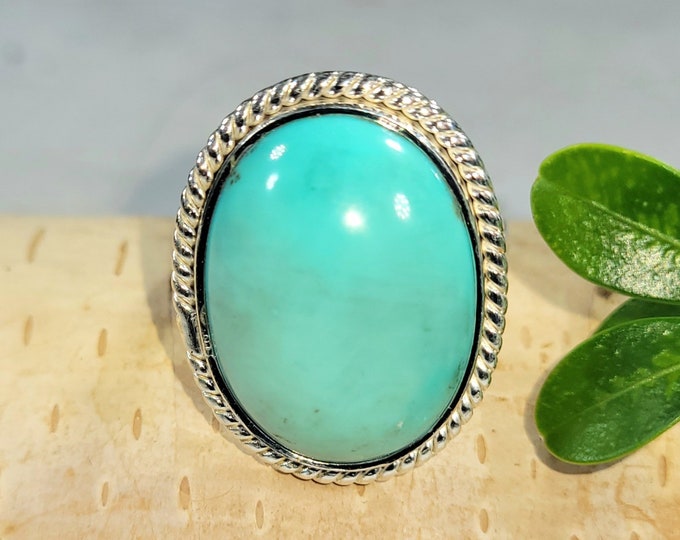 Blue Opalized Ring, Opalized Petrified Ring Size 8, Statement Ring, Boho Ring, Blue Opal Ring, Opalized Petrified Wood Ring, Opalized Ring