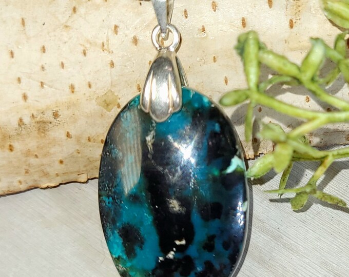 Blue Opalized Pendant, Blue Opalized Sterling Silver Pendant, Handmade Opalized Sterling Silver Pendant, Statement Pendant, GS03