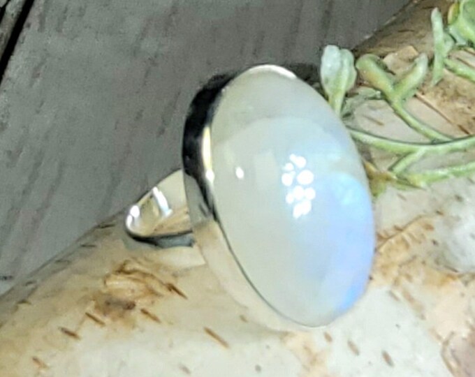 Rainbow Moonstone Ring, Moonstone Ring, Sterling Silver Moonstone Ring, Moonstone Ring Size 4.25, Statement Ring, Boho Ring, GS