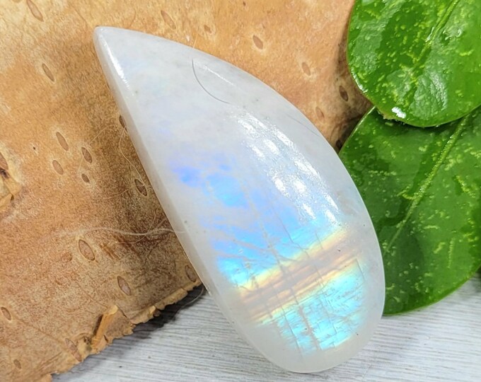Rainbow Moonstone Cabochon, Moonstone Cabochon, Wire wrapping, Jewelry Making, Pear Cabochon Moonstone, FL01